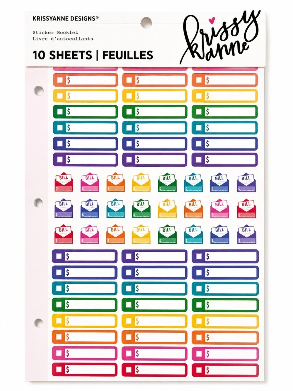 Krissyanne Designs Budget & Bill Planner Sticker Booklet 10 Sheets